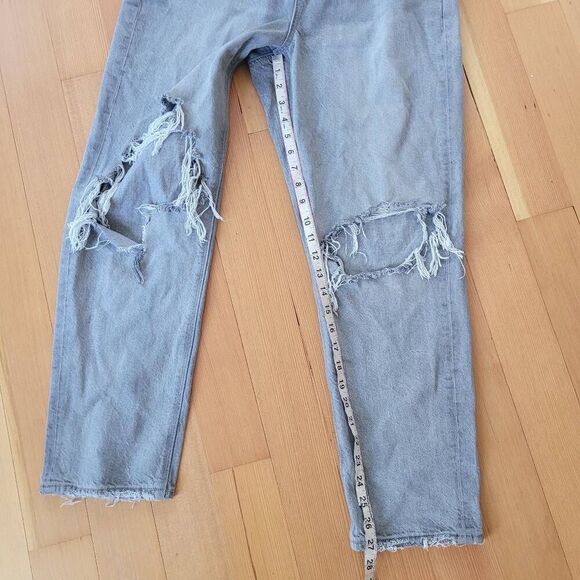American Eagle mom jeans grey distressed comfort stretch waistband grunge - Picture 8 of 13